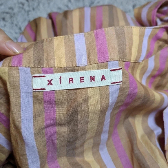 Xirena Drue Midi Dress Orange Pink Neopolitan Stripes Pockets Small - Picture 10 of 10